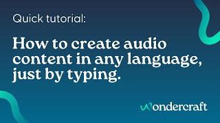 Quick tutorial How to start creating audio with Wondercraft [upl. by Bina]