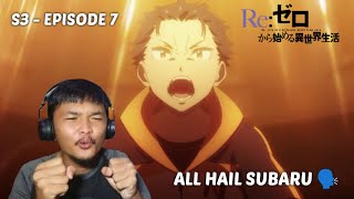 ACKNOWLEDGE SUBARU ☝️  REZERO S3 Episode 7 REACTION INDO [upl. by Annairam53]