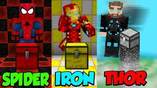 SPIDERMAN VS IRON MAN VS THOR SCHATKIST IN MINECRAFT [upl. by Er]