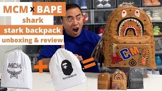 MCM x BAPE Collab Backpack Unboxing and Review [upl. by Eihpos]