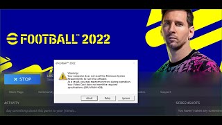 Fix eFootball 2022 Error Your Video Card Does Not Meet The Required Specifications GPU VRAM 4GB [upl. by Thgiled]