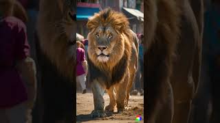 Lion in public market 🔥 shorts youtubeshorts shortsfeed lion [upl. by Irafat]