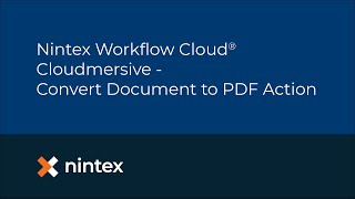 Nintex Workflow Cloud Cloudmersive  Convert Document to PDF Action [upl. by Sito]