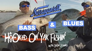 Kayak Fishing  Narragansett Bass amp Blues 91519 [upl. by Yumuk]