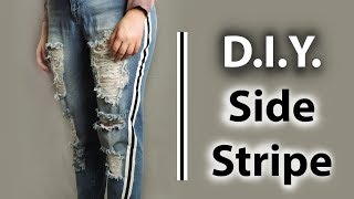 DIY SIDE STRIPE JEANS StepbyStep Sewing Tutorial  How to Widen Jeans at the Hip [upl. by Nalced]