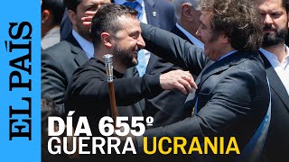 GUERRA UCRANIA  Zelenski en la toma de posesión del presidente de Argentina Javier Milei EL PAÍS [upl. by Ellicul277]