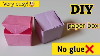 DIY paper boxHow to make paper boxPapar gift boxNo glue paper craftNo glue craftOrigami box [upl. by Cuhp334]