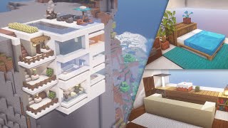 Minecraft How To Build a Modern Cliff House Tutorial Mountain House 13  마인크래프트 건축 절벽 집 인테리어 [upl. by Strephon]