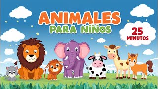 Animales para niños 25 minutos Sonidos de animales de granja y selva [upl. by Chapman228]