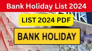 List of Bank holidays 2024 january to december 2024 Bank Holidays In India [upl. by Fassold]