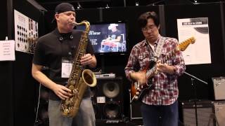 Isnt She Lovely guitar and sax duet  Tomo Fujita and James Calandrella NAMM 2014 [upl. by Gabe]