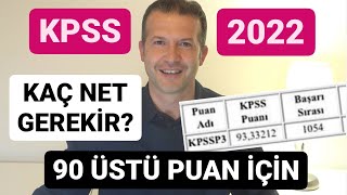 KPSS 2022 DE 90 ÜSTÜ PUAN İÇİN KAÇ NET GEREKİR kpss [upl. by Asial]