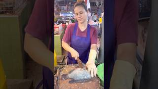 Hardworking Beautiful Thai woman  Fresh Fish Cutting skills [upl. by Enyamart]