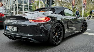 2x Porsche Boxster Spyder in Düsseldorf Accelerations Startup [upl. by Willmert]