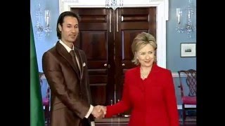 Mutassim Gaddafi meets Hilary Clinton at Washington [upl. by Ariaz]