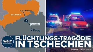 MIGRATION Tragödie in Tschechien Flüchtlinge auf LkwLadefläche entdeckt – eine Frau tot [upl. by Walters]