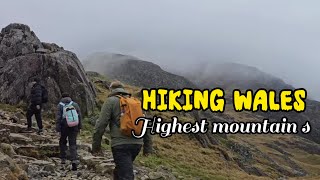 Hiking with friends on high mountain snowdonia Wales England [upl. by Ethelinda]