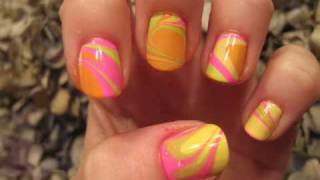 Live Water Marbling Nail Tutorial Spring Colors [upl. by Eppes]