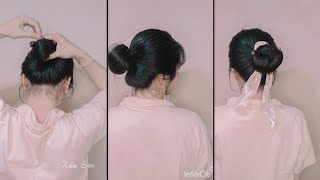 44 Búi tóc củ tỏi đơn giản cho tóc layer ngắn Hairstyle [upl. by Ireg]