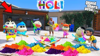 Celebrating Holi Franklin amp Shinchan and His Friends in GTA 5  GTA 5 Mods  GTA 5 Celebrate HOLI [upl. by Bobker]