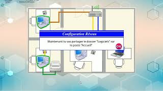 configurer un réseau locale de 4 postes et partager l’imprimante locale 2 partie [upl. by Eikkin]