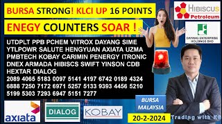 Daily KLSE BURSA UPDATE  2022024💥BURSA STRONG KLCI UP 16 POINTS💥ENEGY COUNTERS SOAR  💥 DAYANG [upl. by Nerra]