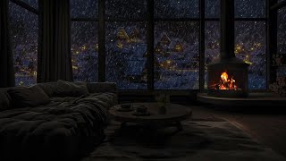 Peaceful Winter Cottage Cozy Fireplace amp Soothing Snowstorm Sounds  Stop Anxiety Fatigue ASMR [upl. by Atteragram]