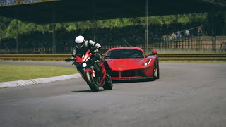 Kawasaki Ninja H2 SX vs Ferrari LaFerrari at Monza Full Course [upl. by Margi]