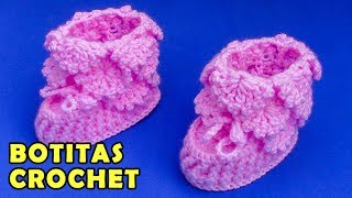 Botitas tejidos a crochet para bebes de 1 a 2 meses paso a paso en punto repollitos [upl. by Papagena]