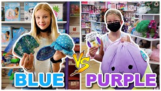 Blue Vs Purple Fidget Shopping Challenge No Budget [upl. by Edouard]