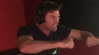 Hugh Jackman Doing ADR For Logan Must See [upl. by Skiest]