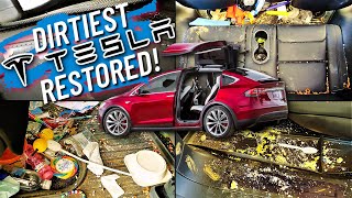 Cleaning the Dirtiest Tesla On Youtube Super Satisfying Video Car Detailing Restoration [upl. by Fronnia395]