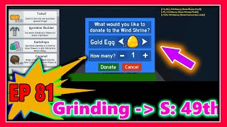 Bee swarm simulator  81  Donate Gold Egg amp Grinding honey for 49th slot [upl. by Annawik]