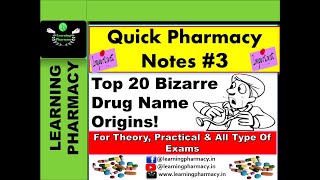 Quick Pharma Notes  3  Top 20 Bizarre Drug Name Origins  For Theory amp Practical Exams In Detail [upl. by Aruasi893]