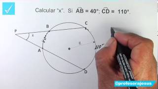 Ejemplo de Angulos Exteriores a la Circunferencia [upl. by Drahsar]