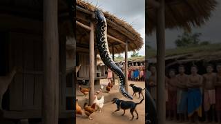 Python vs dog in village 😱  python attack  python snake dog shorts [upl. by Ynotna]