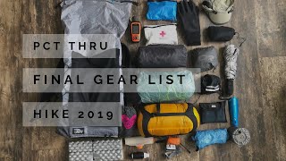 PCT Thru Hike 2019 Final Updated Gear List with all product links [upl. by Asi]