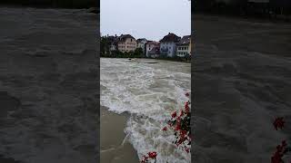 River Reuss after heavy rainfall Bremgarten Switzerland [upl. by Modestia]