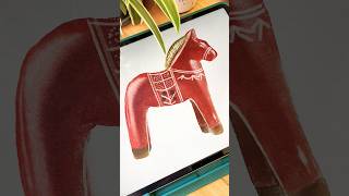 Drawing a Dalecarlian Horse with Realistic Watercolor Kit for procreate procreateart drawingdemo [upl. by Galvin]