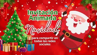 Tarjetas de Navidad Animadas 🎄 Invitación Digital Virtual con Plantilla Gratis [upl. by Ynnol]