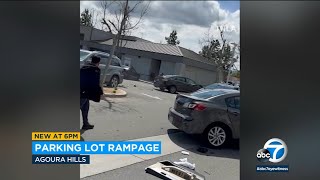 Carjacking rampage Woman steals car smashes into parked vehicles in Agoura Hills [upl. by Nivlad]