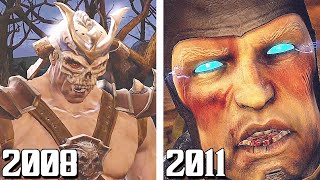 Raiden Defeating Shao Kahn vs Shao Kahn Defeating Raiden Comparison 20082011 [upl. by Adnalro]