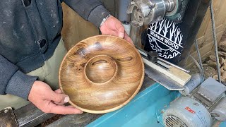 Amazing bowl made with lathe unique wood turning project [upl. by Sidoeht745]