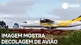 Imagem mostra decolagem de avião no Aeroporto de Cascavel [upl. by Mallin]