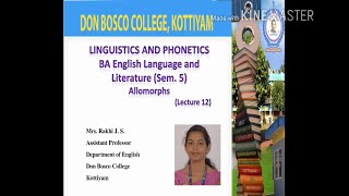 LINGUISTICS amp PHONETICS BA ENGLISH LANGUAGEamp LITERATURE SEMESTER V  LECTURE 12  Title Allomorphs [upl. by Roma]