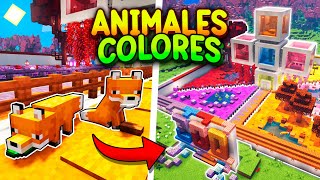 Construí un ZOOLÓGICO con ANIMALES de COLORES en Minecraft 🦜🐸 [upl. by Nananne]