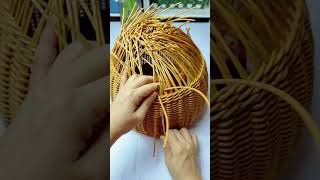 How to Craft Round Hand Basket with Rattan diy rattan handmade [upl. by Nonnah]