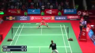 2015 BWF World Championships QF  Chen Long vs Viktor Axelsen [upl. by Angelica]