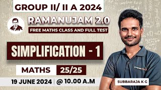 TNPSC Group22A  Free Maths Class amp Test Series  Simplification1 Subbaraja  Veranda Race [upl. by Yelyak]