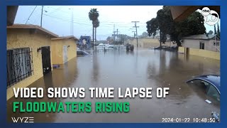 Time lapse video shows rise in floodwaters in Logan Heights [upl. by Henigman]